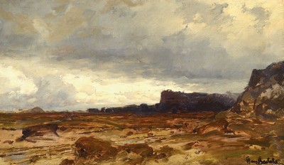 Hans von Bartels, 1856 Hamburg-1913 München, Weite Landschaft bei aufziehenden Gewitter, Öl/Lwd, rechts unten signiert, ca. 40x68cm, R. ca. 58x86cm