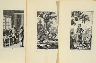 Johann Rudolf Schellenberg, 1740-1906, 15 Kupferstiche aus: Fabeln, ca. 1780, Stiche lose, gebräunt und teils fleckig, Blattgr. je ca. 21x13cm