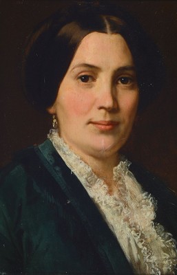 Zuschreibung: Oskar Begas, 1828 Berlin - 1883 ebenda, Studium an den Akademien Berlin und Dresden, Rom-Stipendium, hier: Damenbildnis, detaillierte ...