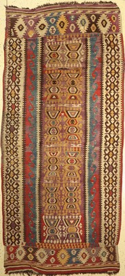 Anatolischer Kelim, Türkei, um 1900, Wolle auf Wolle, ca. 326 x 148 cm, EHZ: 3-4