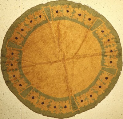 Jugendstil Teppich rund, Österreich, um 1930, Wolle auf Baumwolle, ca, 210 cm, EHZ: 2,(2 kleine Löcher)