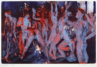 Rainer Fetting, geb. 1949 Wilhelmshaven, Studium an der HBK Berlin, "Shower" (1989), Farbradierung, signiert, betitelt u. datiert, Ed. ...