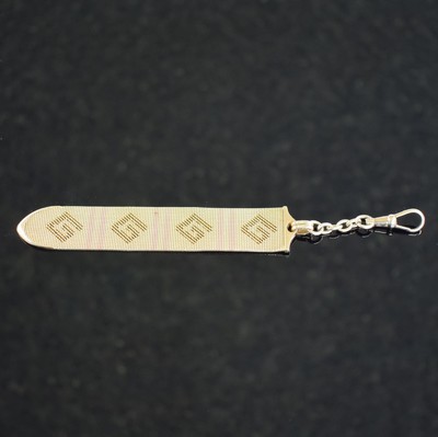 Taschenuhr-Chatelaine in GG/RoseG 585/000, Deutschland um 1925, mit Karabiner, Milanaise-Design m. schönem Muster, L. ca. 12 cm, Gew. ca. 12g, ...