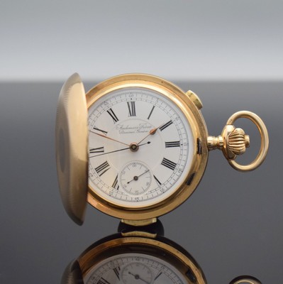 AUDEMARS FRERES Brassus Geneve Savonette in RoseG 585/000 mit 1/4-Stunden-Repetition & Chronograph, Schweiz um 1900, 3-Deckel Goldgeh. m. guill. ...