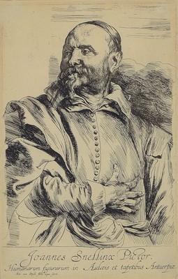 Nach Anthonis van Dyck, 1599 Antwerpen - 1641 London, Bildnis des Schlachtenmalers Joannes Snellinx, nach der orig. Radierung van Dycks, um 1900, ...