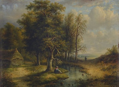 Bonifacius Cornelis Schneiders van Greyffenswerth, 1803 Zierikzee - 1873 Amsterdam, Landschaftsmaler in akademischer Manier, Bachlandschaft mit ...