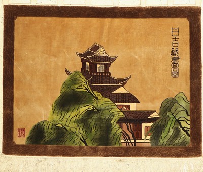 China Seide, ca. 50 Jahre, reine Naturseide, ca. 95 x 122 cm, EHZ: 2