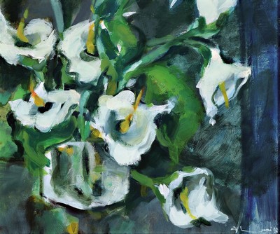Adrien Moroni, geb. 1943 Monaco, Studium in Nizza, hier: Arome des aromes, Öl/Lwd, rechts unten signiert, rückseitig betitelt, ca. 45x55cm, R. ca. ...