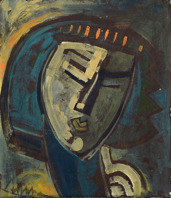 Christian Peschke, 1946-2017, Porträt, Öl/Malkarton, signiert, ca. 45x39cm, R.