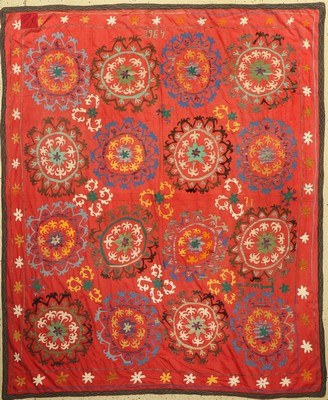 Susani, Tadschikistan, datiert 1964, Baumwollstickerei, ca. 230 x 188 cm, EHZ: 2, (geflickt)