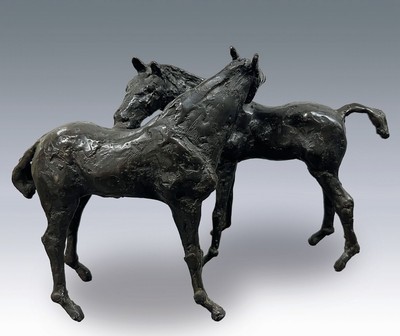 Kurt Arentz, 1934-2014, zwei Pferde, Bronzeskulptur, signiert, ca. 17x27c11cm
