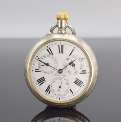 PAUL BUHRE offene Herrentaschenuhr, Schweiz f. d. russ. Markt um 1900, Nickelgeh. dell., Cuvette sign. "Paul Buhre Lieferant des ...