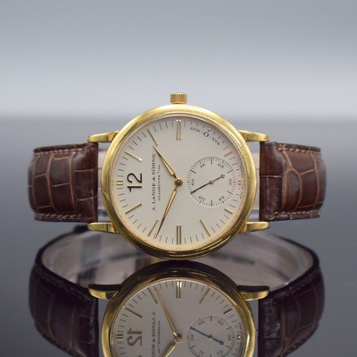 A. LANGE & SÖHNE feine Herrenarmbanduhr Sax-O-Mat Referenz 301.021, Deutschland um 2000, Automatik, massives 3-teil. Gehäuse, Boden 6-fach ...