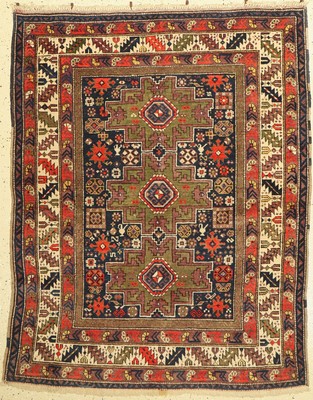 Antiker Leschgi, Kaukasus, um 1910, Wolle auf Wolle, ca. 145 x 115 cm, EHZ: 2-3