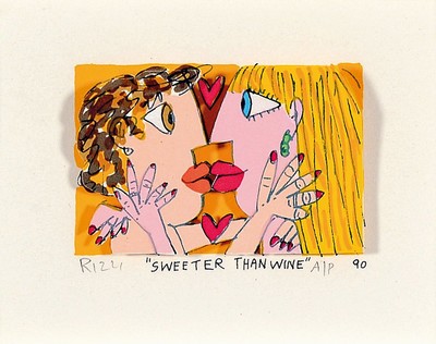 James Rizzi, 1950-2011, "Sweeter than wine", 3D-Konstruktion, handsign., num. A/P, u. Glas gerahmt, gesamt ca. 30x33 cm