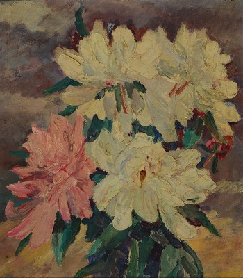 Unbekannter Künstler, 1. Hälfte 20. Jh., Blumenstillleben, Öl/Malkarton, links unten kaum leserlich signiert, ca. 31x27cm, R. ca. 41x37cm