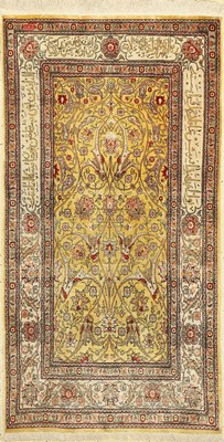 Hereke Seide fein, Türkei, signiert, um 1950, reine Naturseide, ca. 145 x 80 cm, EHZ: 2