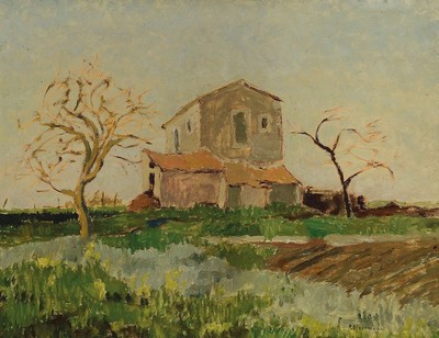 Paul Biesemann, 1896 Rotterdam-1943 Kaiserwerth, Bei Siracusa (Sizilien), rückseitig so betitelt, Öl/Lwd, rechts unten signiert, ca. 47x60cm, R. ...