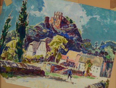 Karl Graf, 1902-1986 Speyer, Falkenstein am Donnersberg, Gouache auf Papier, links unten signiert, ca.