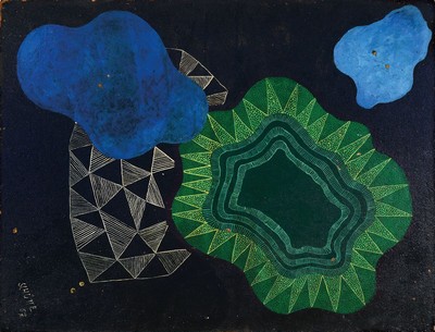 Hermann Schütte, 1893 Osnabrück-1973 Hamburg , abstr. Darstellung, Öl/Malkarton, rechts unten sign. und dat. 57, ca. 89 x 68 cm