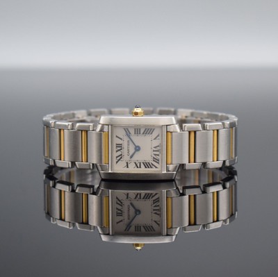 CARTIER Tank Francaise Damenarmbanduhr Referenz 2384, Schweiz um 2005, quarz, Edelstahl/Gold kombiniert inkl. Gliederband m. dopp. Faltschl., Boden ...