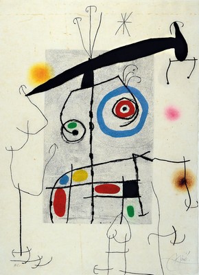 Joan Miro, 1893 Barcelona- 1983 Palma, Aquatinta Radierung, "Homme au balancier", handsigniert, Auflage 75 Exp., hier h.C, bezeichnet und ...