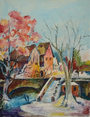 Fritz Wiedemann, 1920-1987 Landau, Brücke und Treppe in einer pfälzer Ortschaft, Öl/Lwd, rechts unten signiert und dat. 78, ca.65x50cm, R. ca. ...