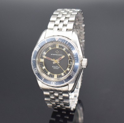 ETERNA-MATIC Herrenarmbanduhr SUPER-KONTIKI mit Gay Freres Band in Stahl, Schweiz um 1970, Automatik, Ref. 130 FTP-3, Boden mit zentraler ...
