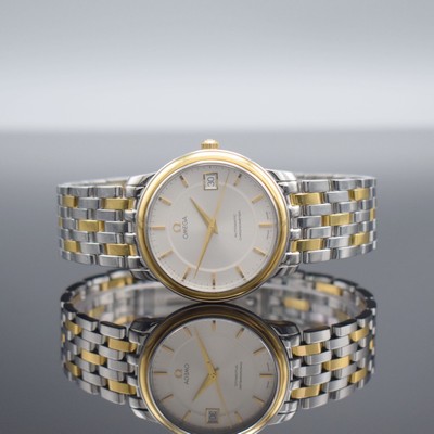 OMEGA Chronometer Herrenarmbanduhr, Schweiz um 1996, Automatik, Edelstahl & Gold komb., Boden aufgedr., Gliederband m. Faltschl., silb. Zifferbl. m. ...