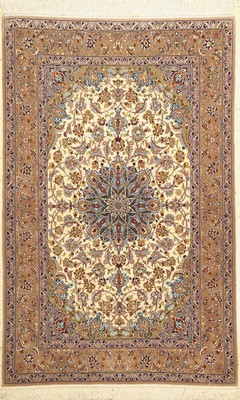 Esfahan fein, Persien, ca. 50 Jahre, Korkwolle mit und auf Seide, ca. 170 x 110 cm,EHZ: 2