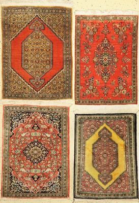 4 Lots Ghom Seide, Persien, ca. 60 Jahre, reine Naturseide, ca. 80 x 60 cm, EHZ: 2