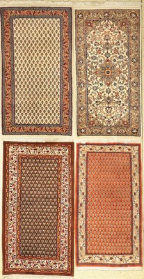 4 Lots Indo Sarogh, ca. 40 Jahre, Wolle aufBaumwolle, ca. 140 x 75 cm, EHZ: 2