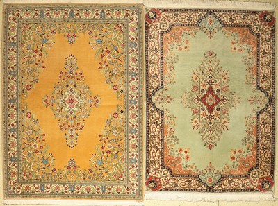 Ein Paar Indo Kerman fein, ca. 40 Jahre, Korkwolle, ca. 211 x 151 cm, EHZ: 2