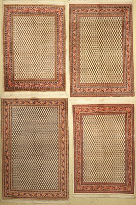 4 Lots Indo Mir, ca. 50 Jahre, Wolle auf Baumwolle, ca. 199 x 134 cm, EHZ: 2