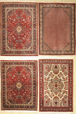 4 Lots Indische Teppiche, ca. 50 Jahre, Wolle auf Baumwolle, ca. 160 x 107 cm, EHZ: 2