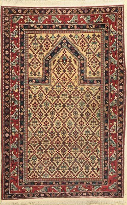 Schirwan Gebetsteppich, Kaukasus, ca. 50 Jahre, Wolle auf Baumwolle, ca. 165 x 115 cm, EHZ: 2