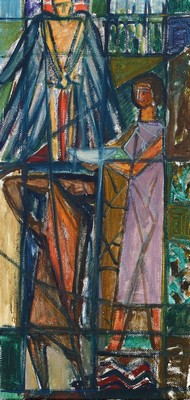 Hermann Jürgens, 1914 Heidelberg-1967 Godramstein, Maler, Grafiker und Glasmaler, Studium an den Akademien Karlsruhe und München, hier: Entwurf zu ...