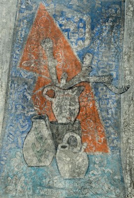 Hermann Jürgens, 1914 Heidelberg-1967 Godramstein, Maler, Grafiker und Glasmaler, Studium an den Akademien Karlsruhe und München, hier: Abstrakte ...