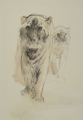 Otto Dill, 1884 Neustadt-1957 Bad Dürkheim, Grafikmappe mit 11 Offset-Lithographien nach aquarellierten Tuschezeichnungen, Pferde u. Löwen, In ...