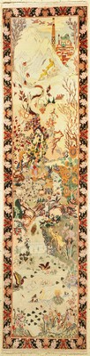 Esfahan fein, signiert, (Safarmanesh), Persien, ca. 20 Jahre, Korkwolle mit und auf Seide, ca. 300 x 75 cm, ca. 1.0 Mio. Kn/qm, EHZ: 2