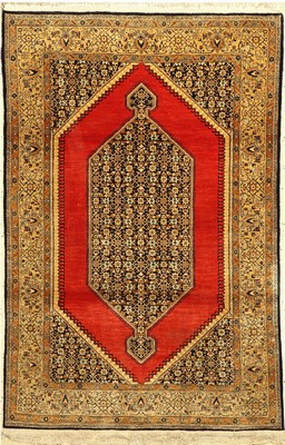 Ghom Seide, Persien, um 1950, reine Naturseide, ca. 160 x 107 cm, EHZ: 2, (kleinesFleck)