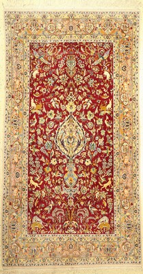 Esfahan fein, Persien, um 1950, Korkwolle auf Seide, ca. 290 x 160 cm, EHZ: 2