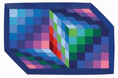 Victor Vasarely, 1906-1997, Gestalt-Sin 1970, verso sign., dat. 98/300, ca.62x40 cm