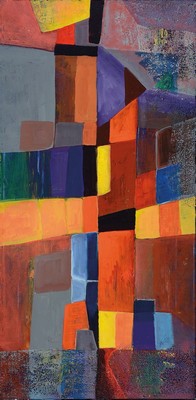 Ernst-Georg Meierheinrich, geb. 1944, abstrakt geometrisierende Komposition, konstruktivistischer Einschlag, rechts unten signiert, Acryl/Lwd, R., ...