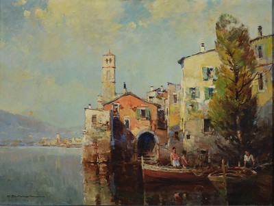 Hermann Schmidtmann, 1896-1971, Blick auf Maccagno am Lago Maggiore, Öl/Lwd, links unten signiert, ca. 60x80cm, R. ca. 63x83cm