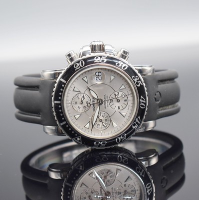 MONTBLANC Herrenarmbanduhr mit Chronograph, Schweiz um 2005, Automatik, Ref. 7034, massiv. verschr. Geh. in Edelst., eins. dreh. Lünettem. ...