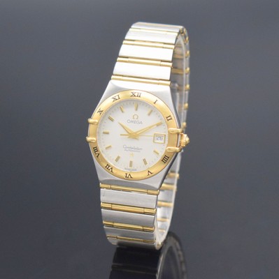 OMEGA Constellation Damenarmbanduhr in Stahl/Gold, Schweiz um 2000, Automatik, Ref. 766 1201, Boden aufgedr., Gliederband m. Faltschl., Lünette m. ...