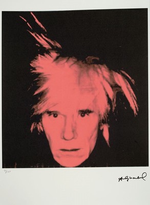 Andy Warhol, 1928-1987, Selbstporträt, Farboffset auf Arches Bütten, Ed. 31/100, im Druck signiert, Edition Georges Israel, verso Stempel Leo ...
