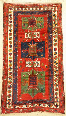 Fachalo Kazak antik, Kaukasus, um 1900, Wolle auf Wolle, ca. 263 x 155 cm, Alters-und Gebrauchsspuren