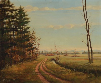 Hermann Correll, 1905-1976 Neustadt an der Weinstraße, Am Rand vom Ordenswald, so rückseitig betitelt, Öl/Lwd, links unten signiert und dat. 1958, ...